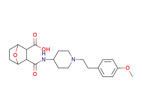 Molecular Structure of 1047659-20-0 (3-{1-[2-(4-methoxy-phenyl)-ethyl]piperidin-4-ylcarbamoyl}-7-oxa-bicyclo[2.2.1]-heptane-2-carboxylic acid)
