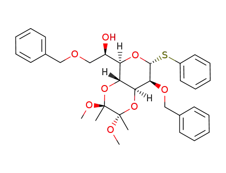 phenyl 2,7-di-O-benzyl-3,4-O-(2',3'-dimethoxybutane-2',3'-diyl)-D-glycero-1-thio-α-D-mannoheptopyranoside