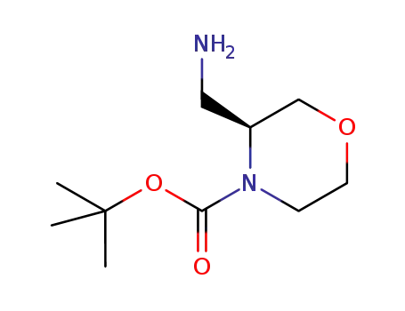 Molecular Structure of 1187929-79-8 ((S)-3-AMINOMETHYL-MORPHOLINE-4-CARBOXYLIC ACID TERT-BUTYL ESTER)