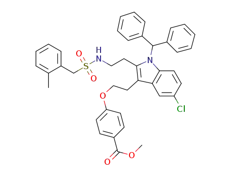 Benzoic acid,
4-[2-[5-chloro-1-(diphenylmethyl)-2-[2-[[[(2-methylphenyl)methyl]sulfonyl]
amino]ethyl]-1H-indol-3-yl]ethoxy]-, methyl ester