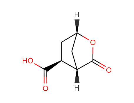 Molecular Structure of 67886-35-5 (2-Oxabicyclo[2.2.1]heptane-5-carboxylic acid, 3-oxo-, exo-)