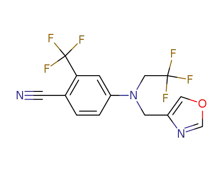 Molecular Structure of 916808-70-3 (Benzonitrile,
4-[(4-oxazolylmethyl)(2,2,2-trifluoroethyl)amino]-2-(trifluoromethyl)-)