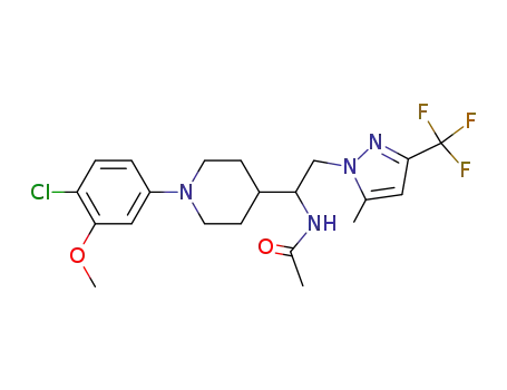 N-(1-(1-(4-chloro-3-methoxyphenyl)piperidin-4-yl)-2-(5-methyl-3-(trifluoromethyl)-1H-pyrazol-1-yl)ethyl)acetamide
