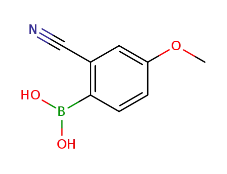 Molecular Structure of 1233968-22-3 (2-CYANO-4-METHOXYPHENYLBORONIC ACID)