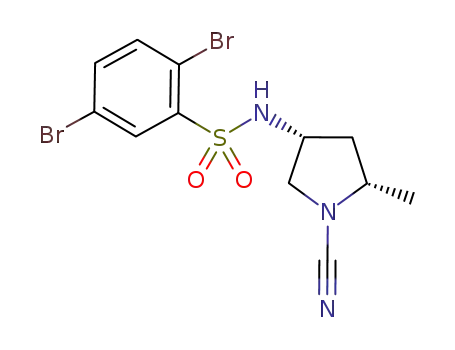 Molecular Structure of 1123307-53-8 (Benzenesulfonamide, 2,5-dibromo-N-[(3R,5S)-1-cyano-5-methyl-3-pyrrolidinyl]-)