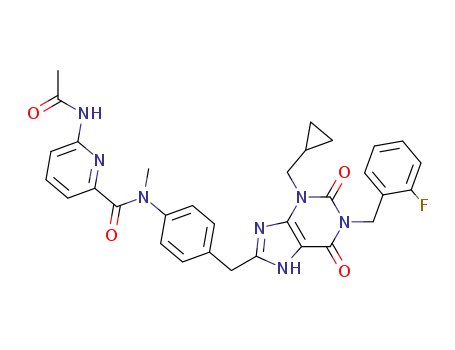 6-acetylamino-pyridine-2-carboxylic acid {4-[3-cyclopropylmethyl-1-(2-fluorobenzyl)-2,6-dioxo-2,3,6,7-tetrahydro-1H-purin-8-ylmethyl]-phenyl}-methyl-amide