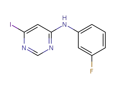 Molecular Structure of 1150111-42-4 (N-(3-fluorophenyl)-6-iodo-4-pyrimidinamine)