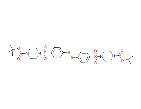 Molecular Structure of 1036713-99-1 (bis[4-(4-benzenesulfonyl)piperazine-1-carboxylic acid tert-butyl ester]disulfide)
