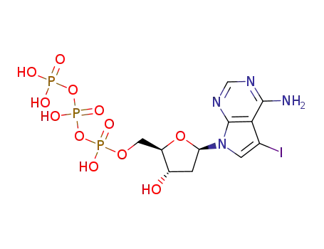 Molecular Structure of 214833-26-8 (9-(2-deoxy-β-D-erythro-pentofuranosyl)-7-iodo-7-deazapurine 5'-O-triphosphate)