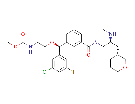 methyl 2-((S)-(3-chloro-5-fluorophenyl)(3-((S)-2-(methylamino)-3-((R)-tetrahydro-2H-pyran-3-yl)propylcarbamoyl)phenyl)methoxy)ethylcarbamate