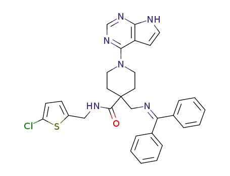 N-((5-chlorothiophen-2-yl)methyl)-4-((diphenylmethyleneamino)methyl)-1-(7H-pyrrolo[2,3-d]pyrimidin-4-yl)piperidine-4-carboxamide