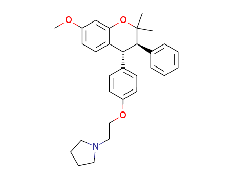 Pyrrolidine,1-[2-[4-[(3R,4R)-3,4-dihydro-7-methoxy-2,2-dimethyl-3-phenyl-2H-1-benzopyran-4-yl]phenoxy]ethyl]-,rel-