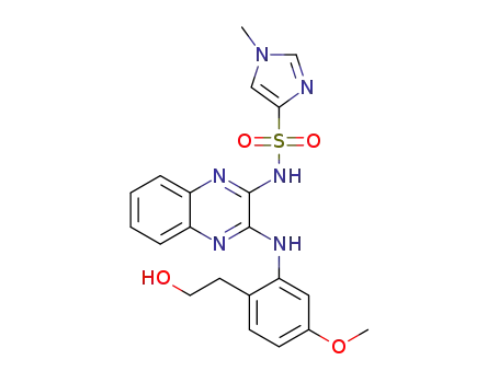 Molecular Structure of 1050514-93-6 (N-(3-{[2-(2-hydroxyethyl)-5-methoxyphenyl]amino}quinoxalin-2-yl)-1-methyl-1H-imidazole-4-sulfonamide)