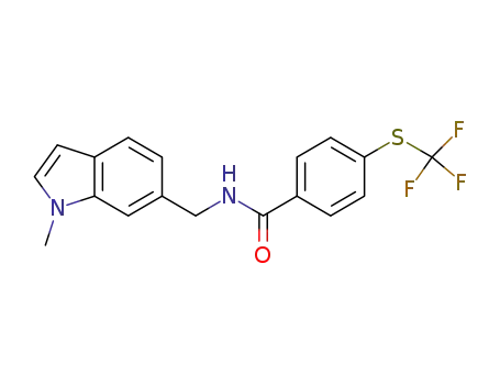 Molecular Structure of 1178607-02-7 (N-[(1-methyl-1H-indol-6-yl)methyl]-4-[(trifluoromethyl)thio]benzamide)