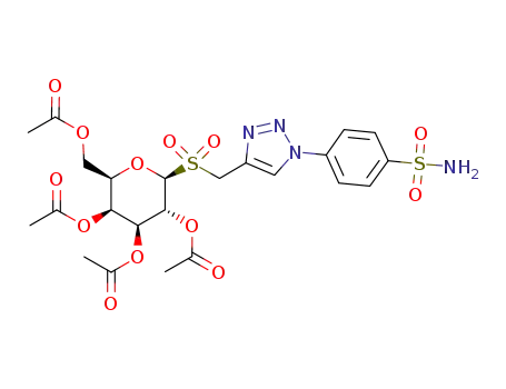 Molecular Structure of 1159102-03-0 (4-(4-{[2',3',4',6'-tetra-O-acetyl-β-D-galactopyranosyl]sulfonylmethyl}-1-H-1,2,3-triazol-1-yl)benzenesulfonamide)