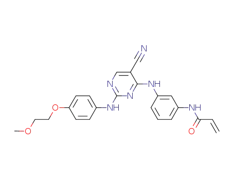 Molecular Structure of 1202757-18-3 (N-(3-(5-cyano-2-(6-methoxypyridin-3-ylamino)pyrimidin-4-ylamino)phenyl)acrylamide)