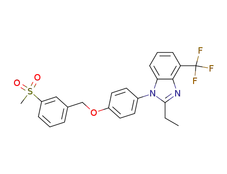 Molecular Structure of 1168154-99-1 (2-ethyl-1-(4-{[3-(methylsulfonyl)benzyl]oxy}phenyl)-4-(trifluoromethyl)-1H-benzimidazole)