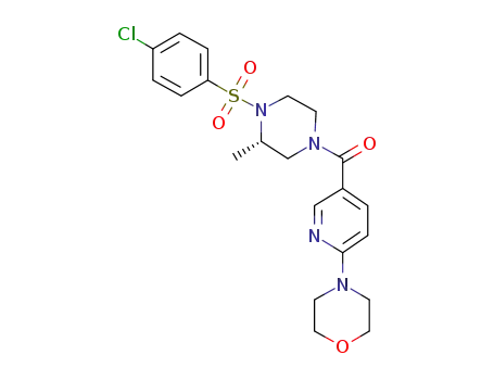 Molecular Structure of 1204535-48-7 (4-[5-({(3S)-4-[(4-Chlorophenyl)sulfonyl]-3-methyl-1-piperazinyl}carbonyl)-2-pyridinyl]morpholine)