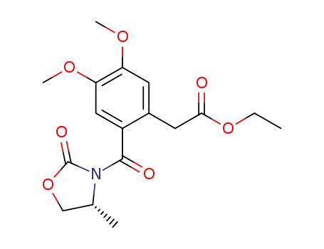 Molecular Structure of 1178576-60-7 ([4,5-dimethoxy-2-(R-4-methyl-2-oxo-oxazolidine-3-carbonyl)-phenyl]-acetic acid ethyl ester)