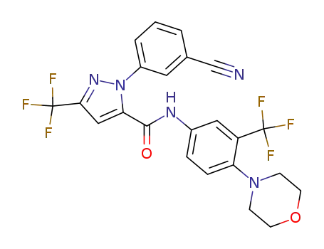 1-(3-cyanophenyl)-3-trifluoromethyl-5-((3'-trifluoromethyl-4'-(N-morpholino)phenyl)aminocarbonyl)pyrazole