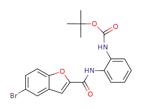 Molecular Structure of 738596-84-4 ({2[(5-bromo-benzofuran-2-carbonyl)-amino]-phenyl}-carbamic acid tert-butyl ester)