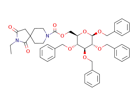 benzyl 2,3,4-tri-O-benzyl-6-O-(N-(2-ethyl-2,8-diazaspiro[4,5]decane-1,3-dione)aminocarbonyl)-β-D-glucopyranoside