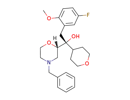 (R)-2-[5-fluoro-2-(methyloxy)phenyl]-1-[(S)-4-(phenylmethyl)morpholin-2-yl]-1-(tetrahydro-2H-pyran-4-yl)ethanol