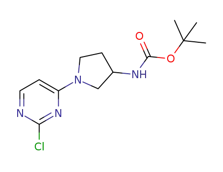 Molecular Structure of 945895-40-9 (tert-butyl [1-(2-chloropyrimidin-4-yl)pyrrolidin-3-yl]carbamate)