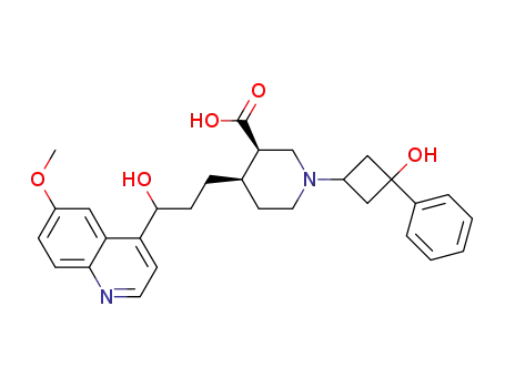 (3R,4R)-4-[3-hydroxy-3-(6-methoxyquinolin-4-yl)propyl]-1-(3-hydroxy-3-phenylcyclobutyl)piperidine-3-carboxylic acid