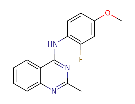 Molecular Structure of 827031-30-1 (4-Quinazolinamine, N-(2-fluoro-4-methoxyphenyl)-2-methyl-)