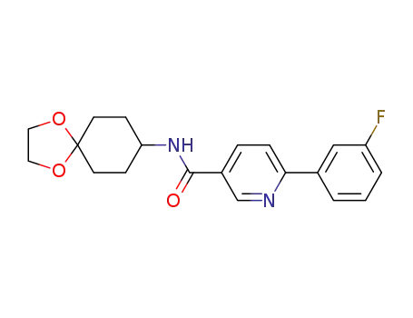 Molecular Structure of 1202411-45-7 (N-1,4-dioxaspiro[4.5]dec-8-yl-6-(3-fluorophenyl)nicotinamide)