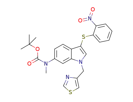 methyl-[3-(2-nitro-phenylsulfanyl)-1-thiazol-4-ylmethyl-1H-indol-6-yl]-carbamic acid tert-butyl ester