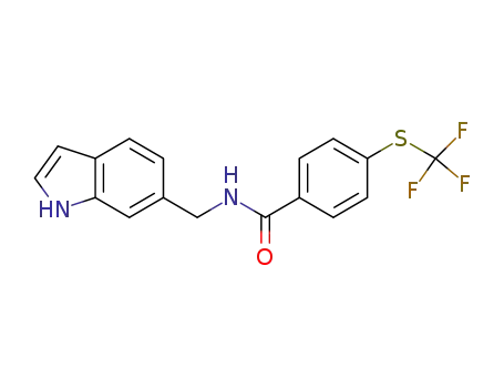 Molecular Structure of 1178608-83-7 (N-(1H-indol-6-ylmethyl)-4-[(trifluoromethyl)thio]benzamide)