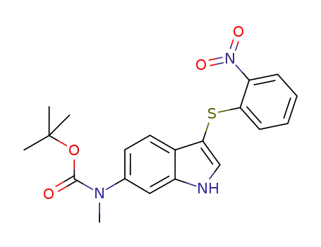 Molecular Structure of 868672-42-8 (methyl-[3-(2-nitro-phenylsulfanyl)-1H-indol-6-yl]-carbamic acid tert-butyl ester)