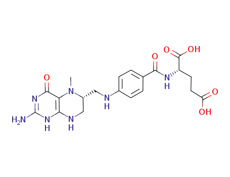 Molecular Structure of 31690-08-1 (L-Glutamic acid,
N-[4-[[(2-amino-1,4,5,6,7,8-hexahydro-5-methyl-4-oxo-6-pteridinyl)meth
yl]amino]benzoyl]-, (R)-)