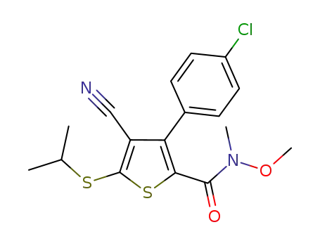3-(4-chlorophenyl)-4-cyano-5-(isopropylthio)-N-methoxy-N-methylthiophene-2-carboxamide