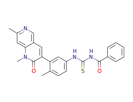 Molecular Structure of 1021532-47-7 (N-(3-(1,7-dimethyl-2-oxo-1,2-dihydro-1,6-naphthyridin-3-yl)-4-methylphenylcarbamothioyl)benzamide)