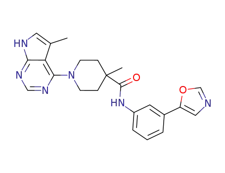 4-methyl-1-(5-methyl-7H-pyrrolo[2,3-d]pyrimidin-4-yl)-N-(3-(oxazol-5-yl)phenyl)piperidine-4-carboxamide