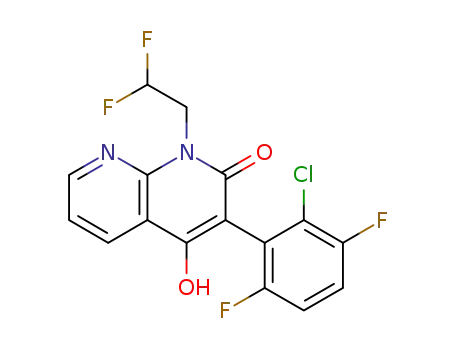 Molecular Structure of 1173015-70-7 (3-(2-chloro-3,6-difluoro-phenyl)-(2,2-difluoro-ethyl)-4-hydroxy-1H-[1,8]naphthyridin-2-one)