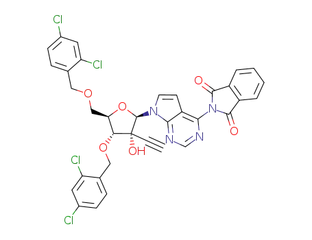 (2R,3R,4R,5R)-2-(4-(isoindole-1,3-dione-2-yl)-pyrrolo[2,3-d]pyrimidin-7-yl)-5-(2,4-dichlorobenzyloxymethyl)-4-(2,4-dichlorobenzyloxy)-3-ethynyl-tetrahydrofuran-3-ol