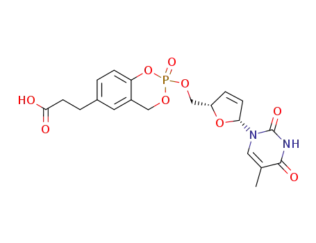 Thymidine,
5'-O-[6-(2-carboxyethyl)-2-oxido-4H-1,3,2-benzodioxaphosphorin-2-yl]-
2',3'-didehydro-3'-deoxy-