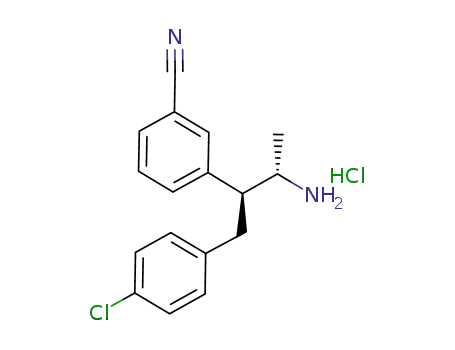 Molecular Structure of 610791-48-5 (Benzonitrile, 3-[(1S,2S)-2-amino-1-[(4-chlorophenyl)methyl]propyl]-, hydrochloride (1:1))