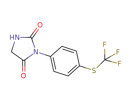 Molecular Structure of 89020-87-1 (2,4-Imidazolidinedione, 3-[4-[(trifluoromethyl)thio]phenyl]-)