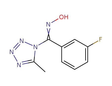 Molecular Structure of 500206-58-6 (1H-Tetrazole, 1-[(3-fluorophenyl)(hydroxyimino)methyl]-5-methyl-)