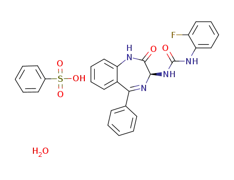 (S)-1-(2-fluoro-phenyl)-3-(2-oxo-5-phenyl-2,3-dihydro-1H-benzo[e][1,4]diazepin-3-yl)-urea besylate monohydrate