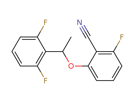 Molecular Structure of 872181-33-4 (Benzonitrile, 2-[1-(2,6-difluorophenyl)ethoxy]-6-fluoro-)
