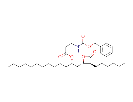 Molecular Structure of 1072902-86-3 (N-[(phenylmethoxy)carbonyl]-β-alanine-(1S)-1-[[(2S,3S)-3-hexyl-4-oxo-2-oxetanyl]methyl]dodecyl ester)