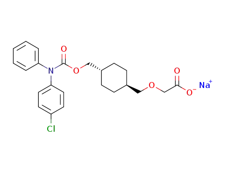 Molecular Structure of 1187856-43-4 (sodium 2-(((1r,4r)-4-(((4-chlorophenyl)(phenyl)carbamoyloxy)methyl)cyclohexyl)methoxy)acetate)
