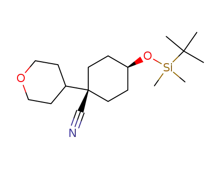Molecular Structure of 1202462-47-2 (cis-4-(tert-butyl-dimethyl-silanyloxy)-1-(tetrahydro-pyran-4-yl)-cyclohexane-carbonitrile)