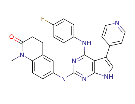 6-(4-(4-fluorophenylamino)-5-(pyridin-4-yl)-7H-pyrrolo[2,3-d]pyrimidin-2-ylamino)-1-methyl-3,4-dihydroquinolin-2(1H)-one